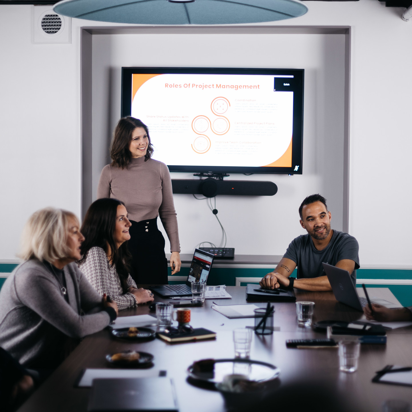 Group meeting in IOM Work Cafe boardroom